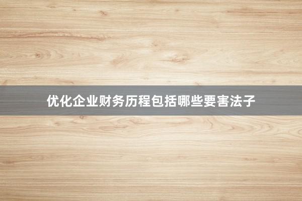 优化企业财务历程包括哪些要害法子