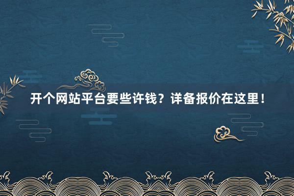 开个网站平台要些许钱？详备报价在这里！